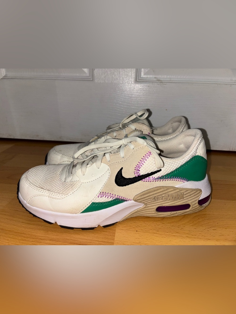 Nike Air Max White with Green & Purple Accents